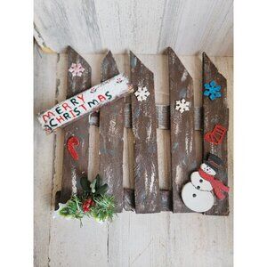 Wooden merry Xmas Fence evening sign home decor unique‎ Snowman